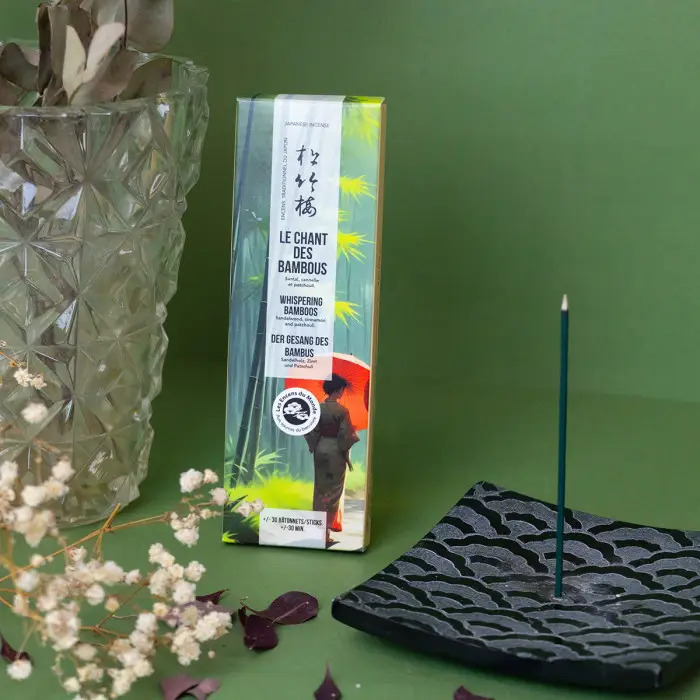 AROMANDISE - JAPÁN KERT - A BAMBUSZOK DALA - PIHENÉS - 30 pálcika / csomag - Florasense Tradícionális japán füstölőpálcika, kevés füsttel - földes, fás, fűszeres illat - pihenés, feltöltődés, nyugalom